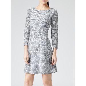 Reiss "Heidi" Cube Print Silk Dress, Blue/White, 0